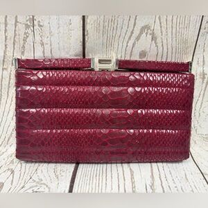 Necessary Objects Burgundy Snake-Embossed Clutch Wallet
